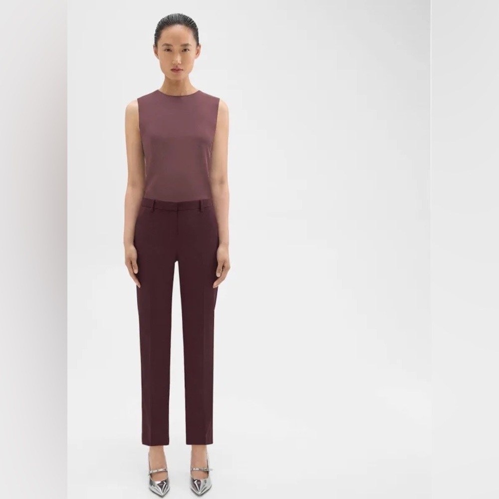BNWOT ✨Theory Treeca Wool Trouser Dress Pants — Burgundy Wine Maroon — Size 4
